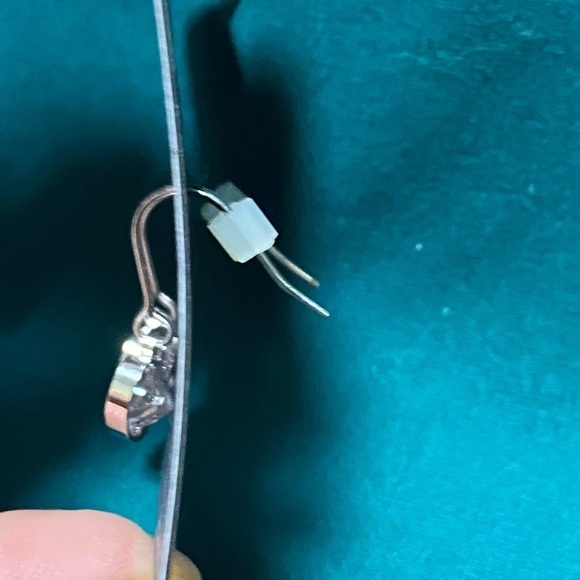 HEART Shaped Earrings with Genuine Cubic Zirconia, Nickel Free, Silver - Picture 4 of 6